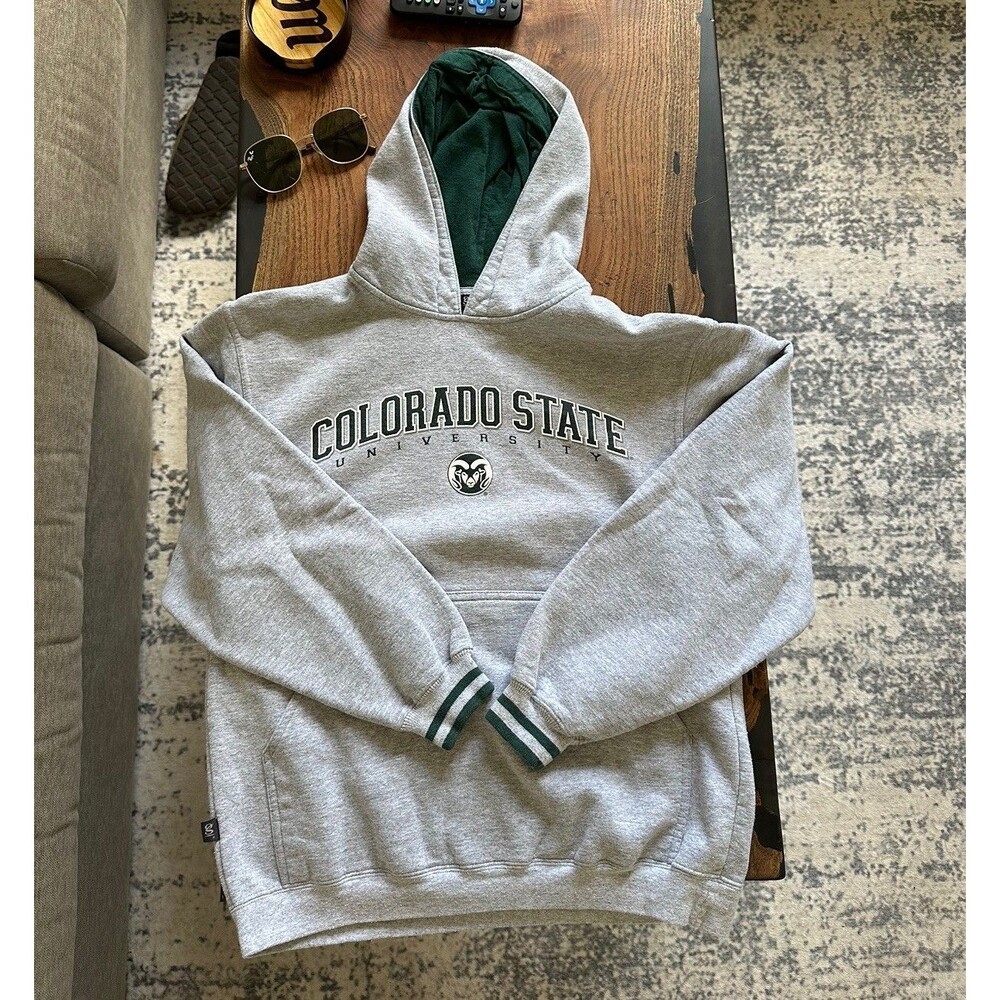 Colorado State University Rams Hoodie Grey S Football Green